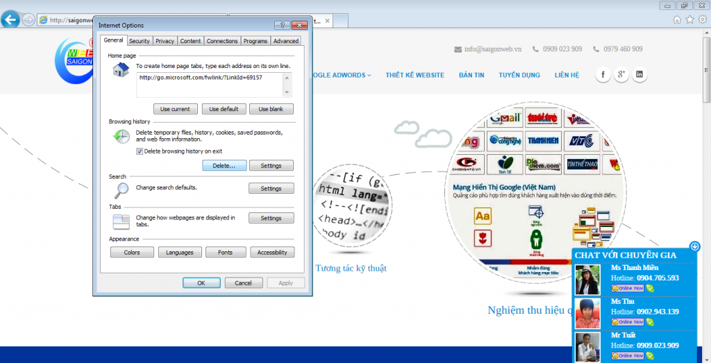 Xoá Cookies và Cache trong các trình duyệt web